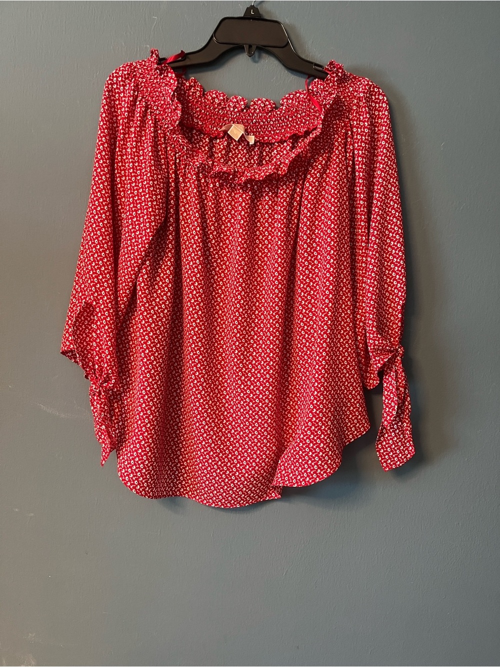 MICHAEL Michael Kors Red Printed Off-Shoulder Blouse
